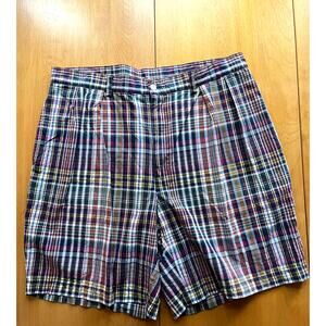 Vintage 1990s Dad Prep Pleated High-waisted Oversize Polo Madras Tyler Shorts